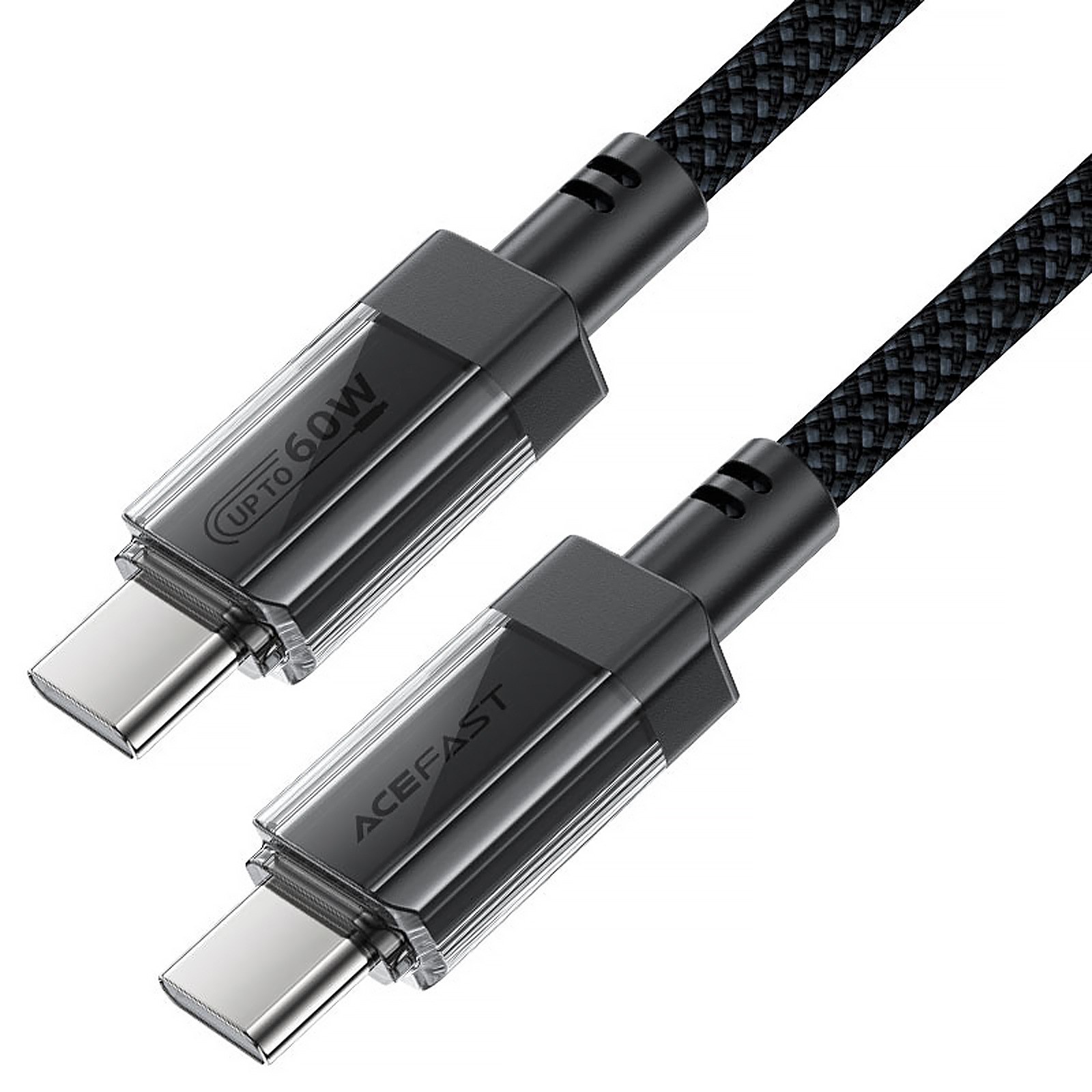 Дата кабель Acefast C12-03 Type-C to Type-C 60W (1.2m), Black 1, купить оптом с доставкой