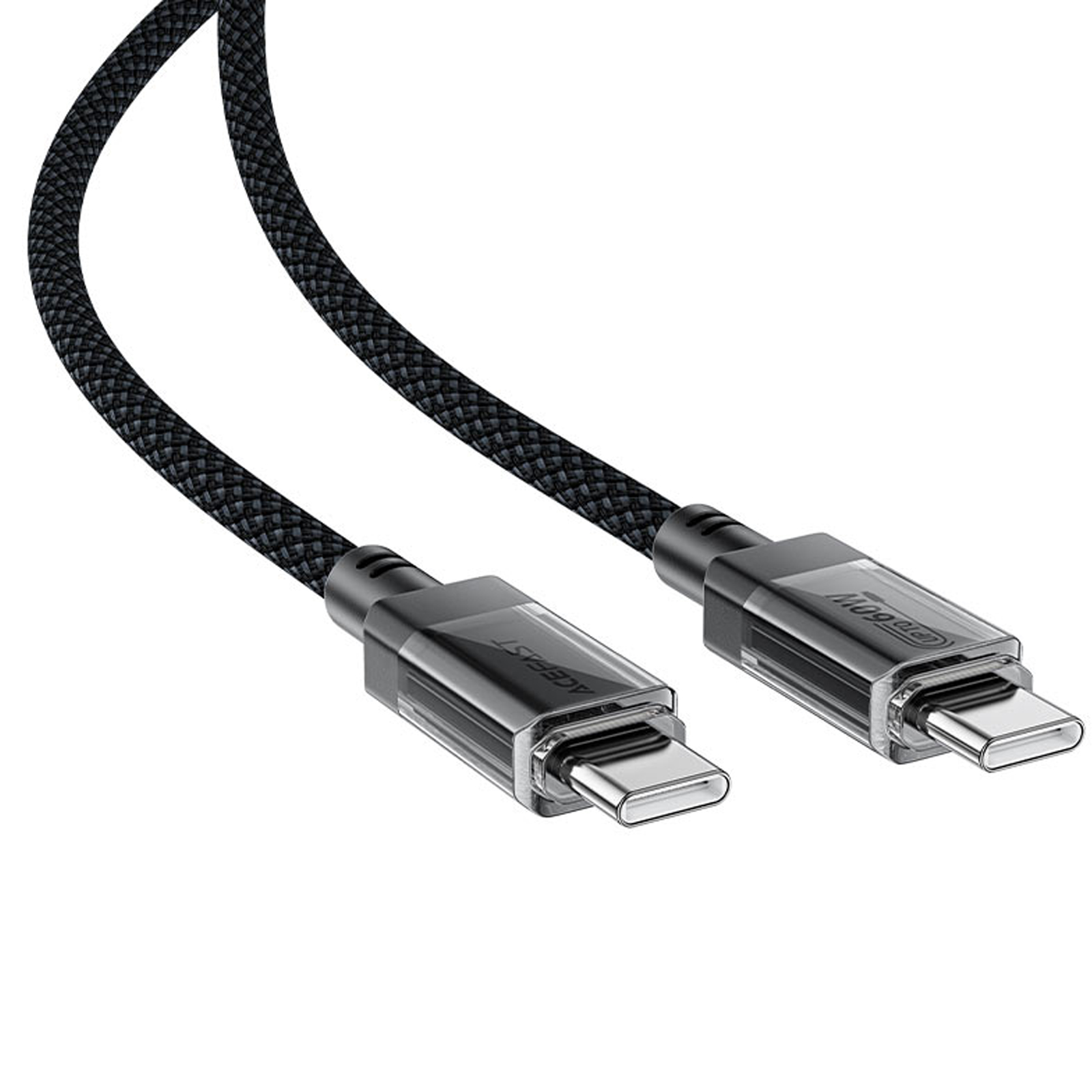 Дата кабель Acefast C12-03 Type-C to Type-C 60W (1.2m), Black 2, купить оптом с доставкой