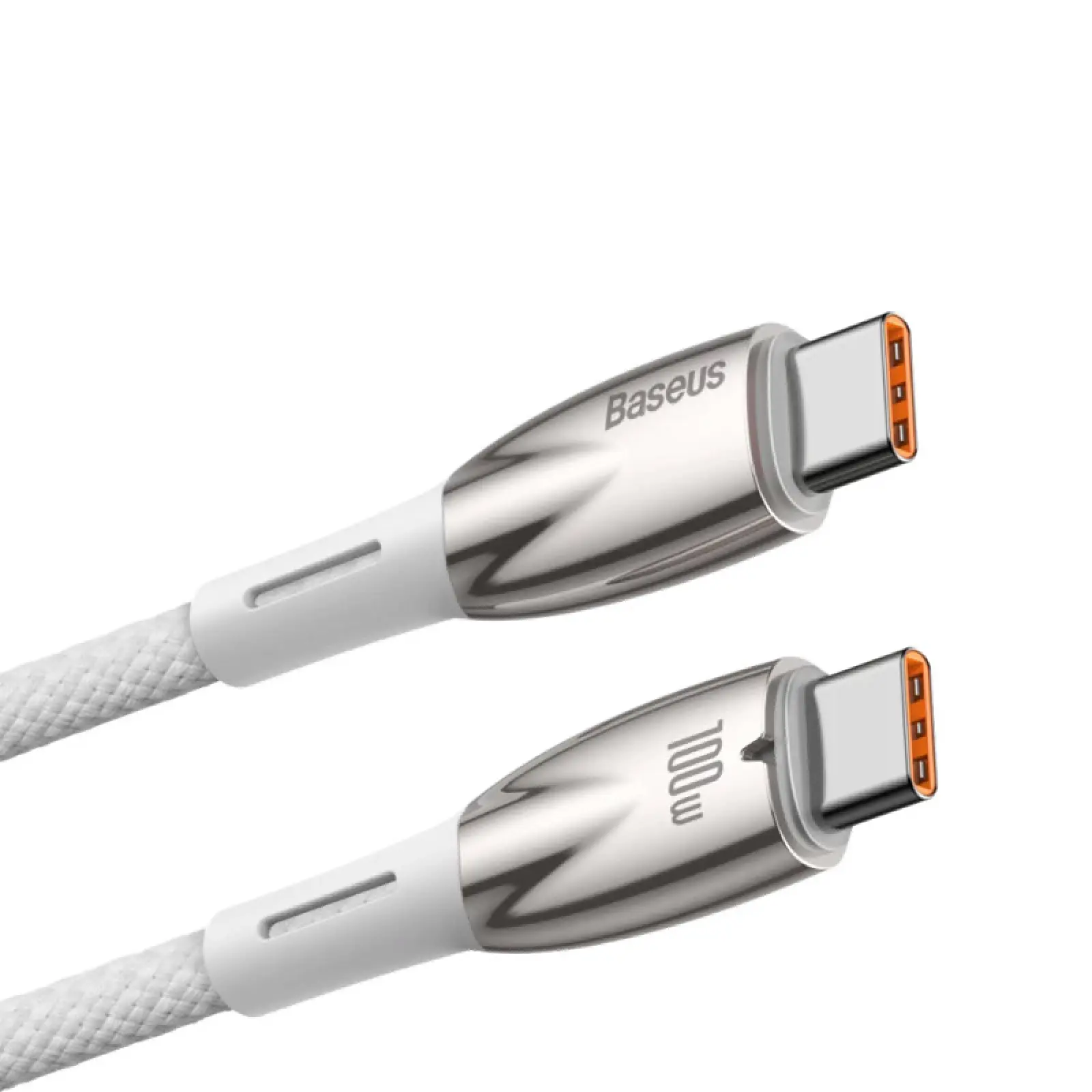 Дата кабель Baseus Glimmer Series Fast Charging Type-C to Type-C 100W 1m (CADH00070), White 2, купити оптом з доставкою