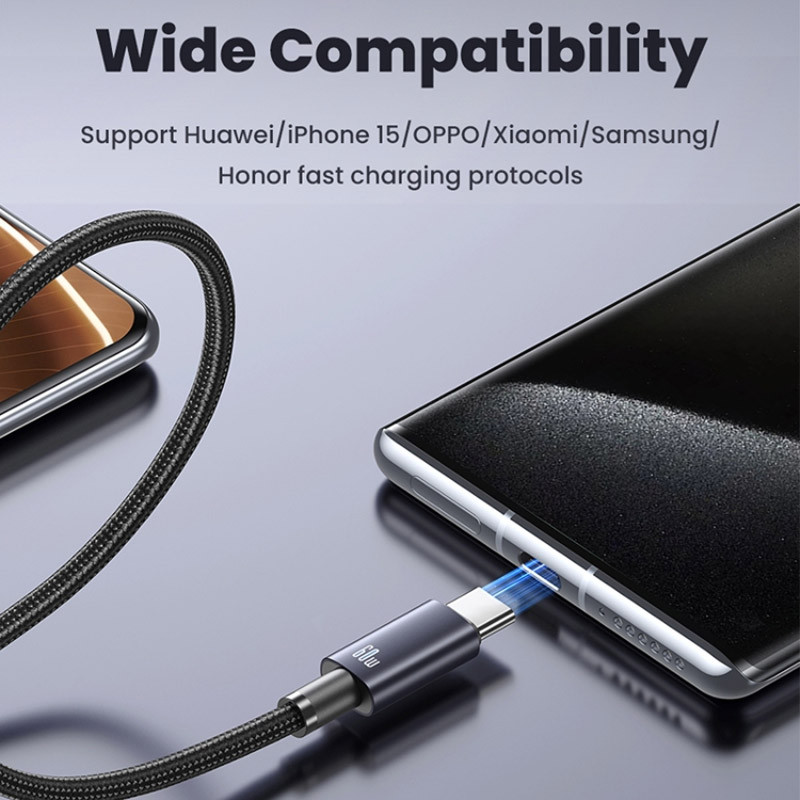 Дата кабель USAMS US-SJ661 Type-C to Type-C 60W Sufeng Series (1.2m) дивитися фото №4