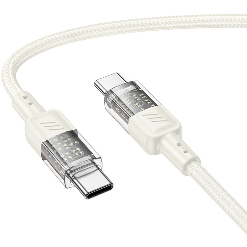 Дата кабель Hoco U129 Spirit Transparent Type-C to Type-C 60W (1.2m) на малюнкі №2