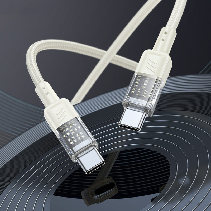 Дата кабель Hoco U129 Spirit Transparent Type-C to Type-C 60W (1.2m) на малюнкі №4