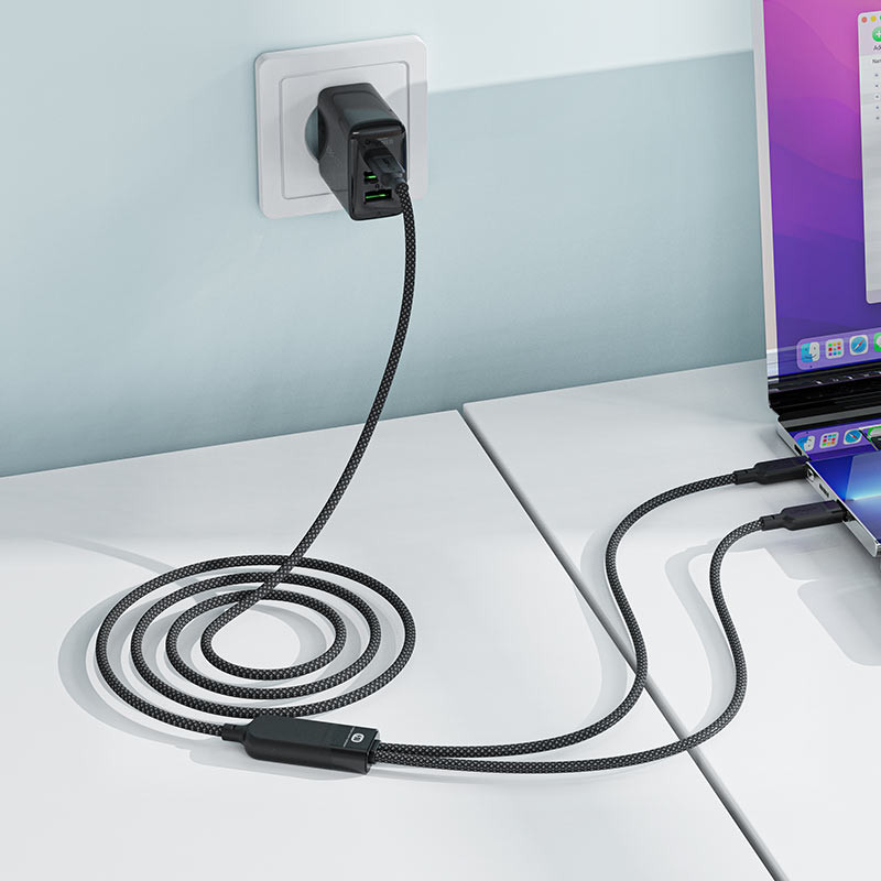 Дата кабель Acefast C5-11 USB-C to 2xUSB-C 100W (1.2m) на малюнкі №5