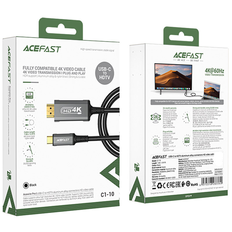 Дата кабель Acefast C1-10 USB-C to HDTV (1.8m) на малюнкі №2