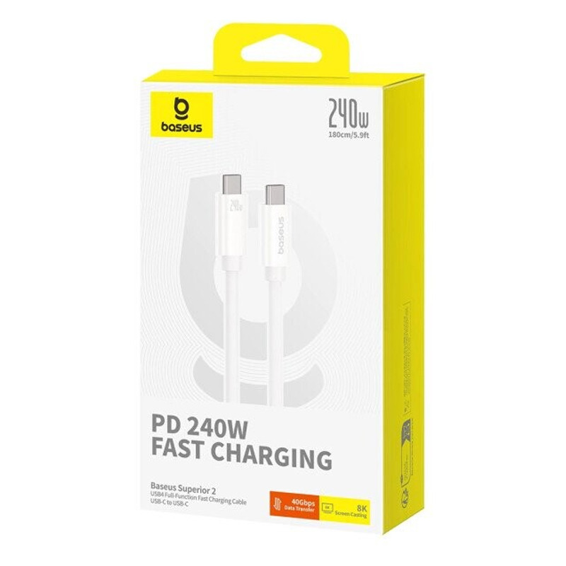 Дата кабель Baseus Superior 2 USB4 Full-Function Type-C to Type-C 240W (1.8m) (P10365200211-05) на малюнкі №5