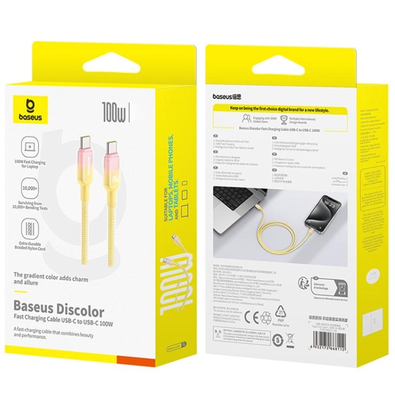 Дата кабель Baseus Discolor Series Fast Charging Type-C to Type-C 100W (1m) (P10374902) на малюнкі №5