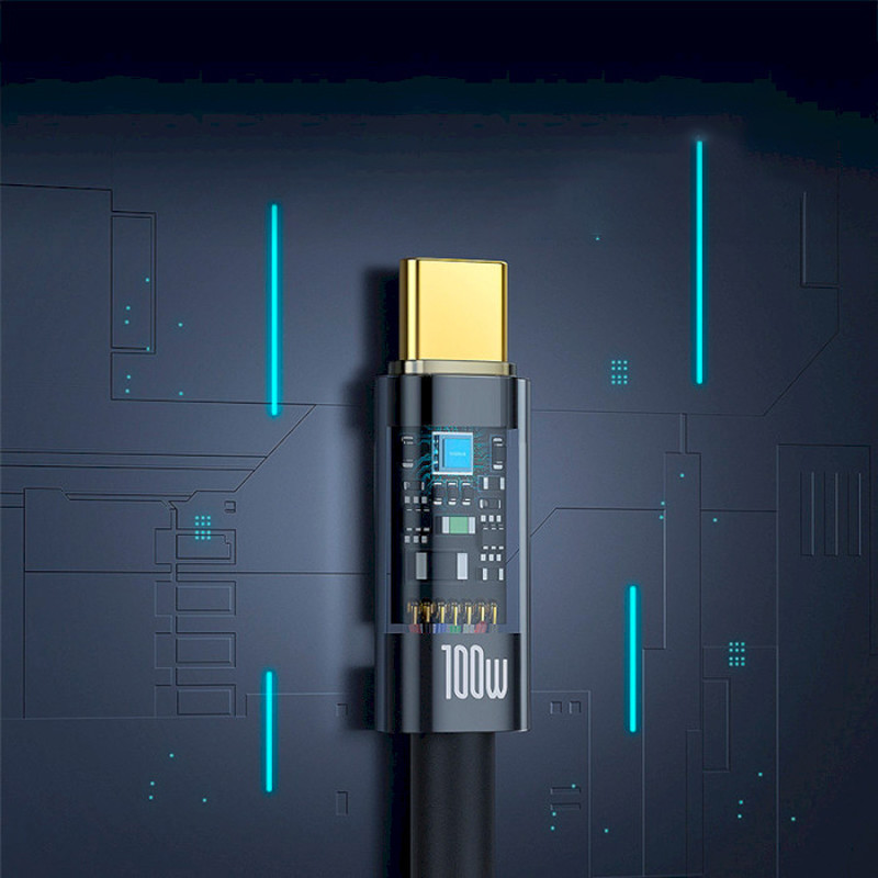 Дата кабель Baseus Explorer with Auto Shutdown Type-C to Type-C 100W (1m) (P103197031) на малюнкі №7