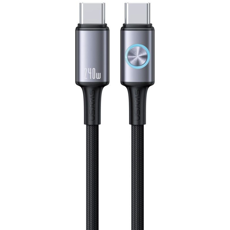 Дата кабель Usams US-SJ751 With Colorful Light Huan Ser. Type-C to Type-C 240W (1.2m) на малюнкі №1