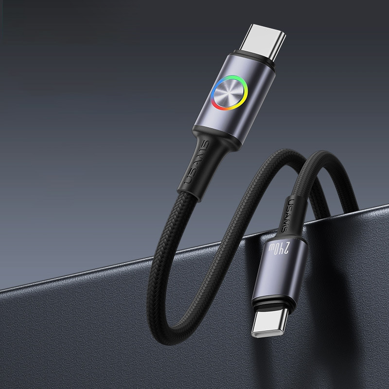 Дата кабель Usams US-SJ751 With Colorful Light Huan Ser. Type-C to Type-C 240W (1.2m) на малюнкі №2