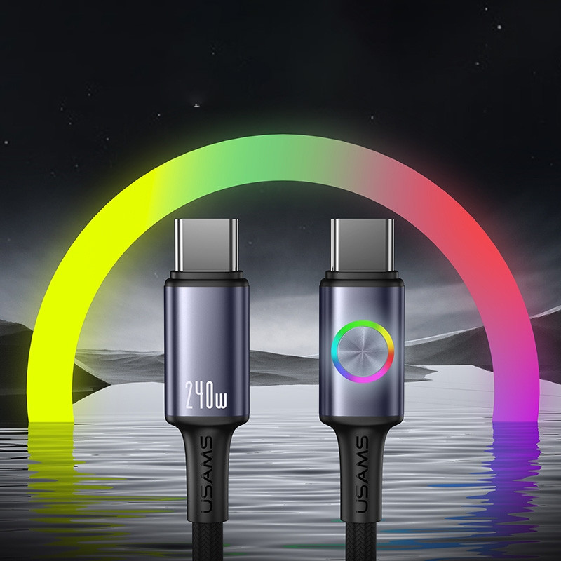 Дата кабель Usams US-SJ751 With Colorful Light Huan Ser. Type-C to Type-C 240W (1.2m) на малюнкі №3