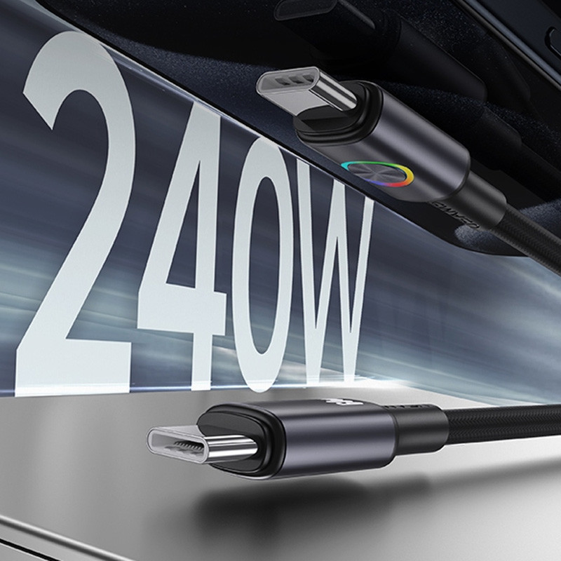 Дата кабель Usams US-SJ751 With Colorful Light Huan Ser. Type-C to Type-C 240W (1.2m) на малюнкі №4