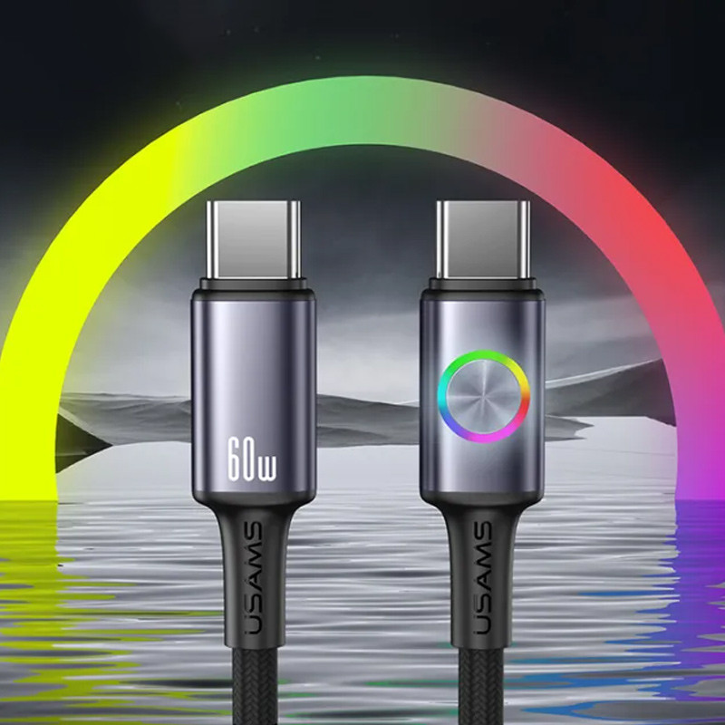 Дата кабель Usams US-SJ752 With Colorful Light Huan Ser. Type-C to Type-C 60W (1.2m) на малюнкі №3