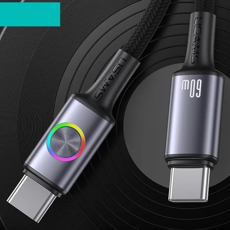 Дата кабель Usams US-SJ752 With Colorful Light Huan Ser. Type-C to Type-C 60W (1.2m) на малюнкі №5