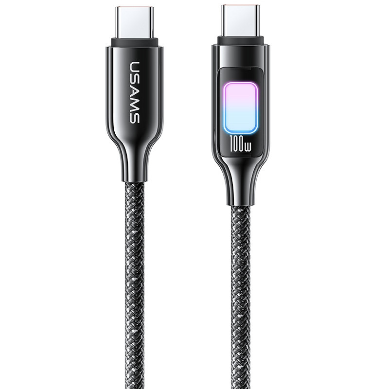 Дата кабель Usams US-SJ750 With Colorful Light TC Ser. Type-C to Type-C 100W (1.2m) на малюнкі №1