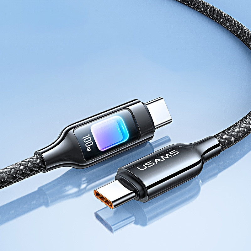 Дата кабель Usams US-SJ750 With Colorful Light TC Ser. Type-C to Type-C 100W (1.2m) на малюнкі №2