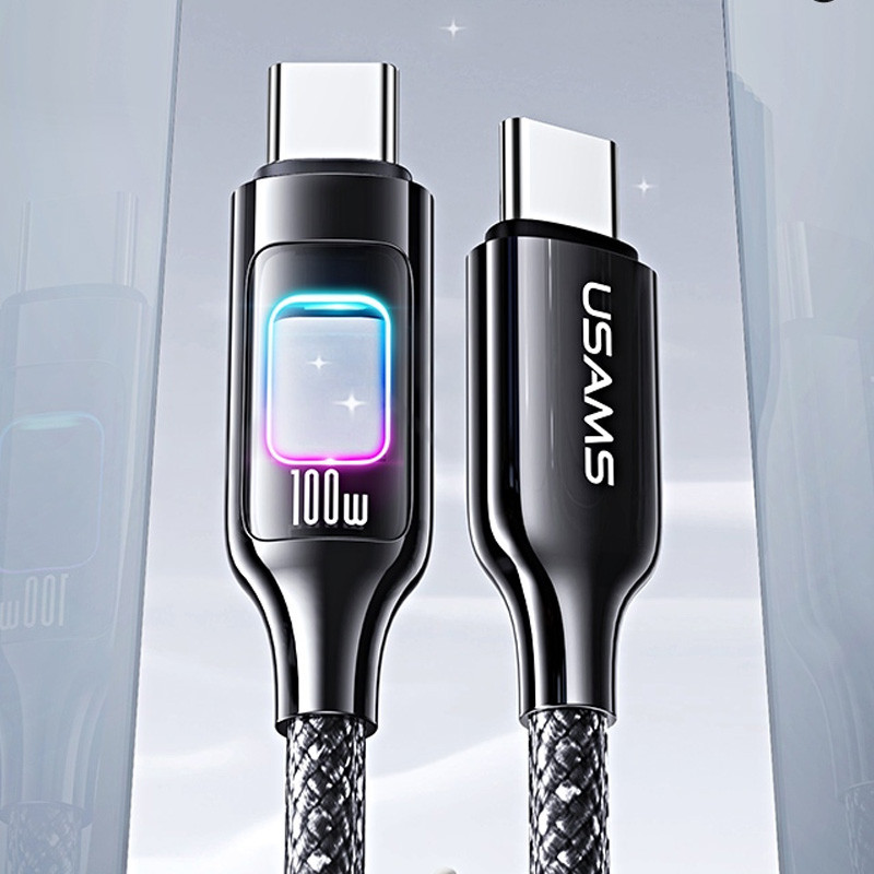 Дата кабель Usams US-SJ750 With Colorful Light TC Ser. Type-C to Type-C 100W (1.2m) на малюнкі №3
