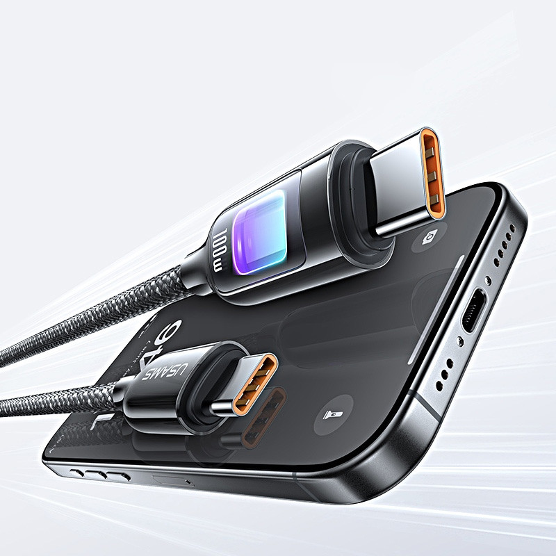 Дата кабель Usams US-SJ750 With Colorful Light TC Ser. Type-C to Type-C 100W (1.2m) на малюнкі №4