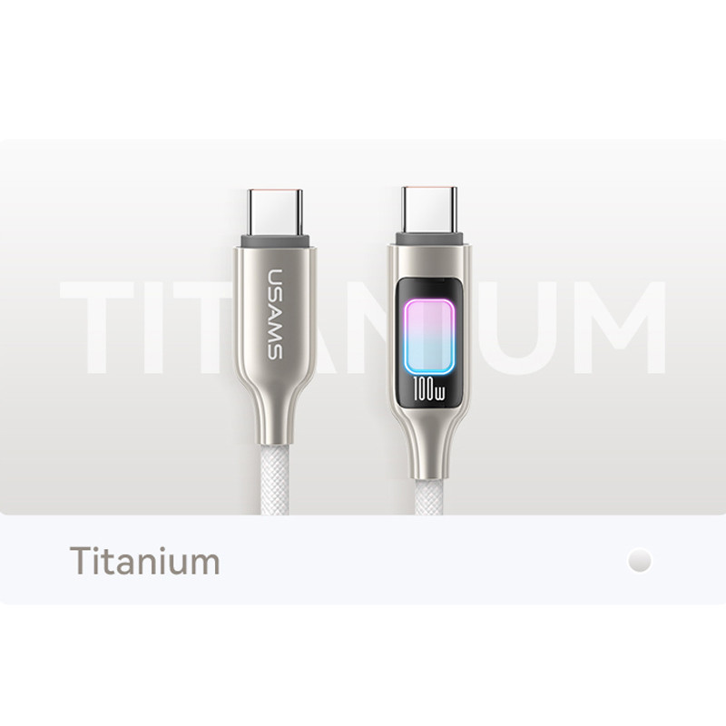 Дата кабель Usams US-SJ750 With Colorful Light TC Ser. Type-C to Type-C 100W (1.2m) на малюнкі №2