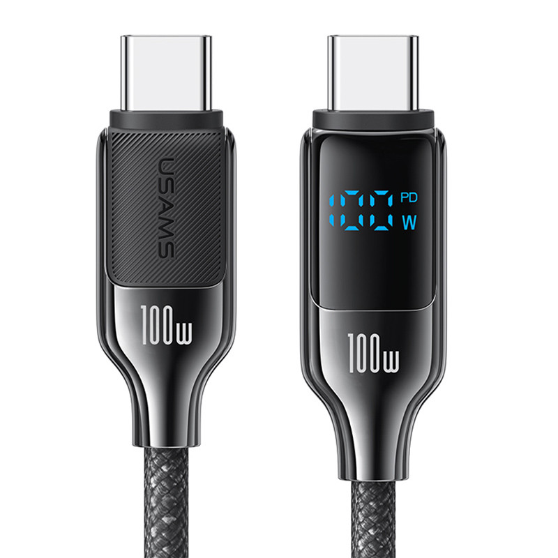 Дата кабель Usams US-SJ742 Digital Display HX Ser. Type-C to Type-C 100W (1.2m) на малюнкі №1