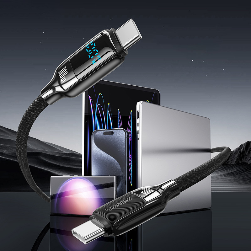 Дата кабель Usams US-SJ742 Digital Display HX Ser. Type-C to Type-C 100W (1.2m) на малюнкі №4