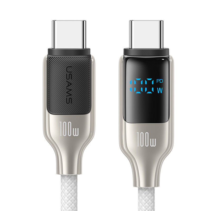 Дата кабель Usams US-SJ742 Digital Display HX Ser. Type-C to Type-C 100W (1.2m) на малюнкі №1
