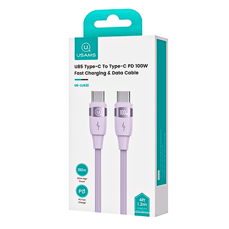 Дата кабель Usams US-SJ633 U85 Type-C to Type-C 100W (2m) на малюнкі №2
