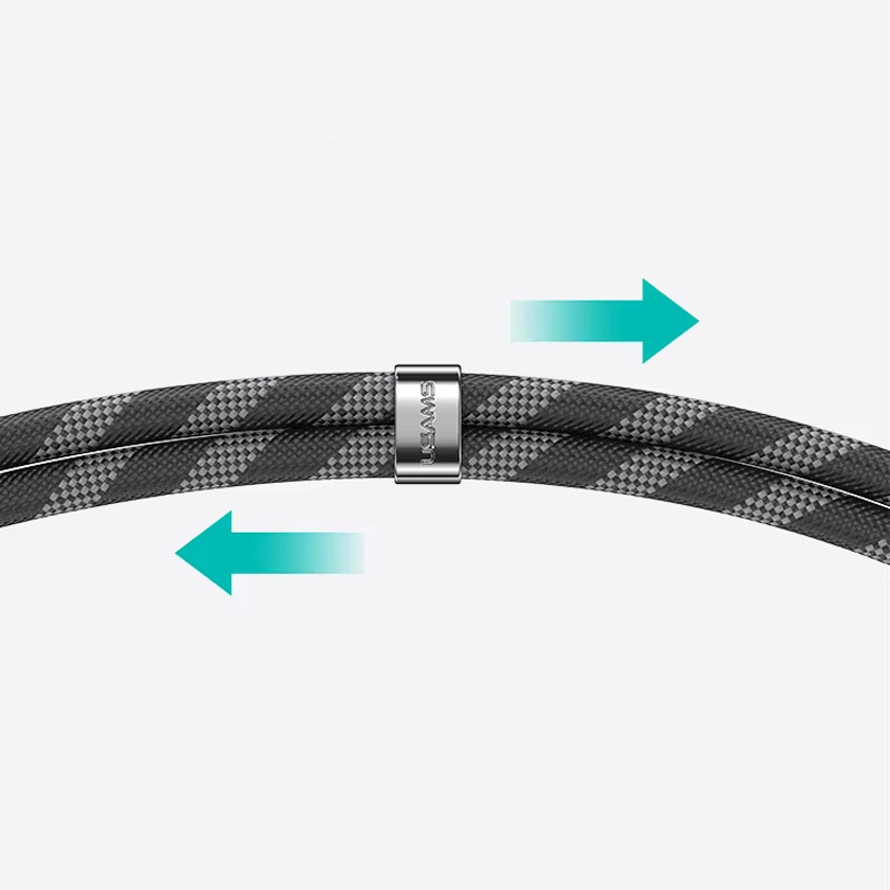 Дата кабель-шнурок Usams US-SJ745 Type-C to Type-C 60W (1.2m) на малюнкі №4