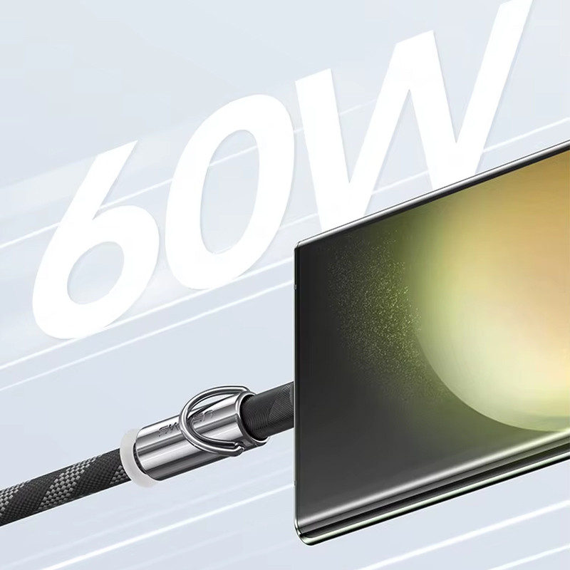 Дата кабель-шнурок Usams US-SJ745 Type-C to Type-C 60W (1.2m) на малюнкі №6