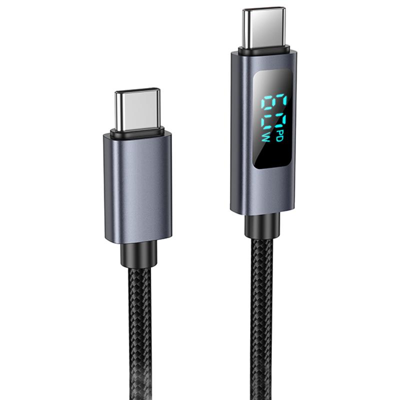 Дата кабель Hoco X112 Favor with display Type-C to Type-C 60W (1m) на малюнкі №1