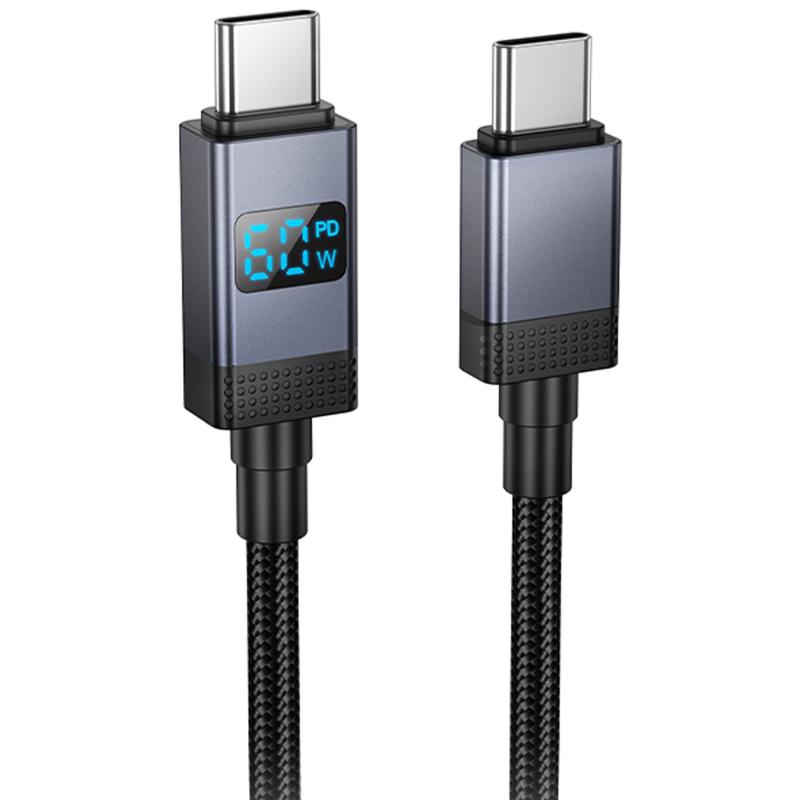 Дата кабель Hoco X118 Generous with display Type-C to Type-C 60W (1m) на малюнкі №1
