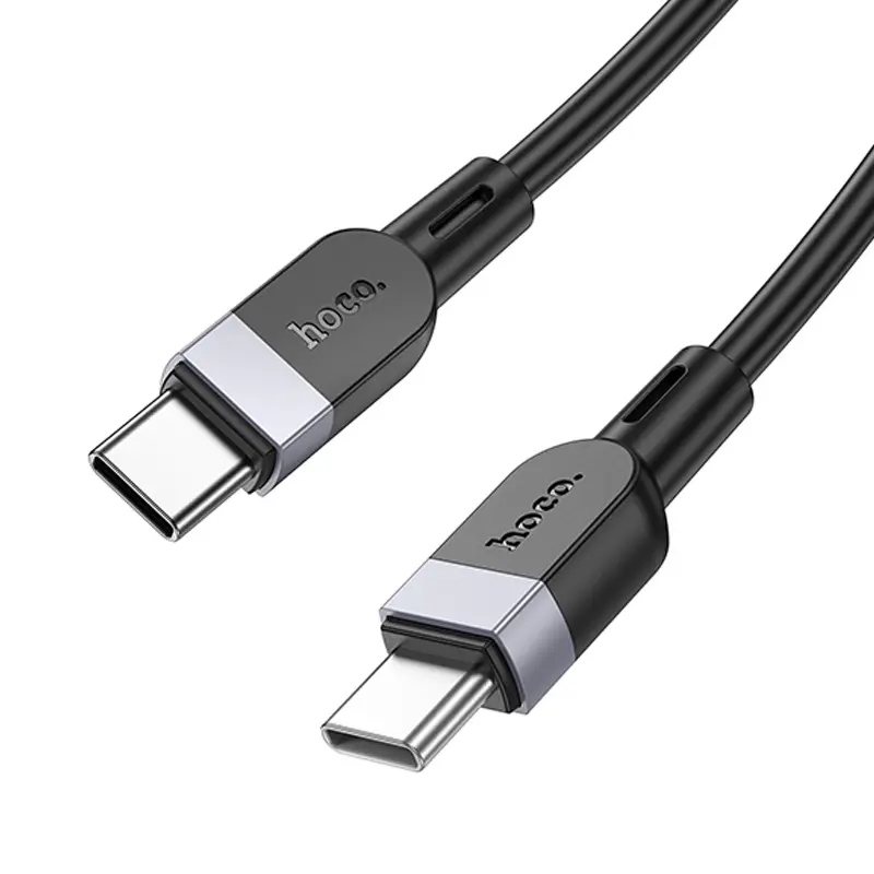Дата кабель Hoco X109 Energy silicone Type-C to Type-C 60W (1m), Black 3, купить оптом с доставкой