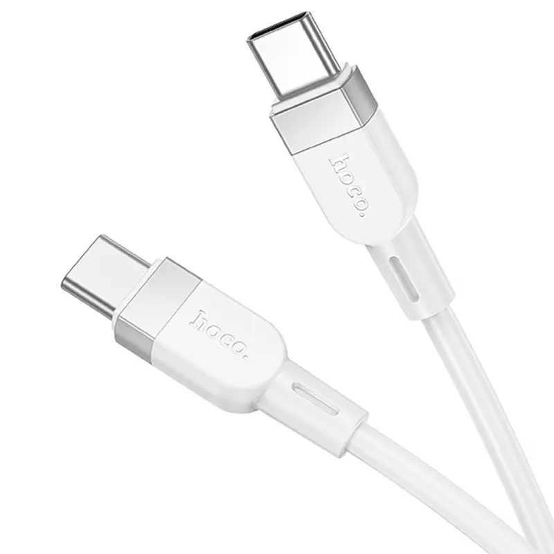 Дата кабель Hoco X109 Energy silicone Type-C to Type-C 60W (1m), White 2, купить оптом с доставкой