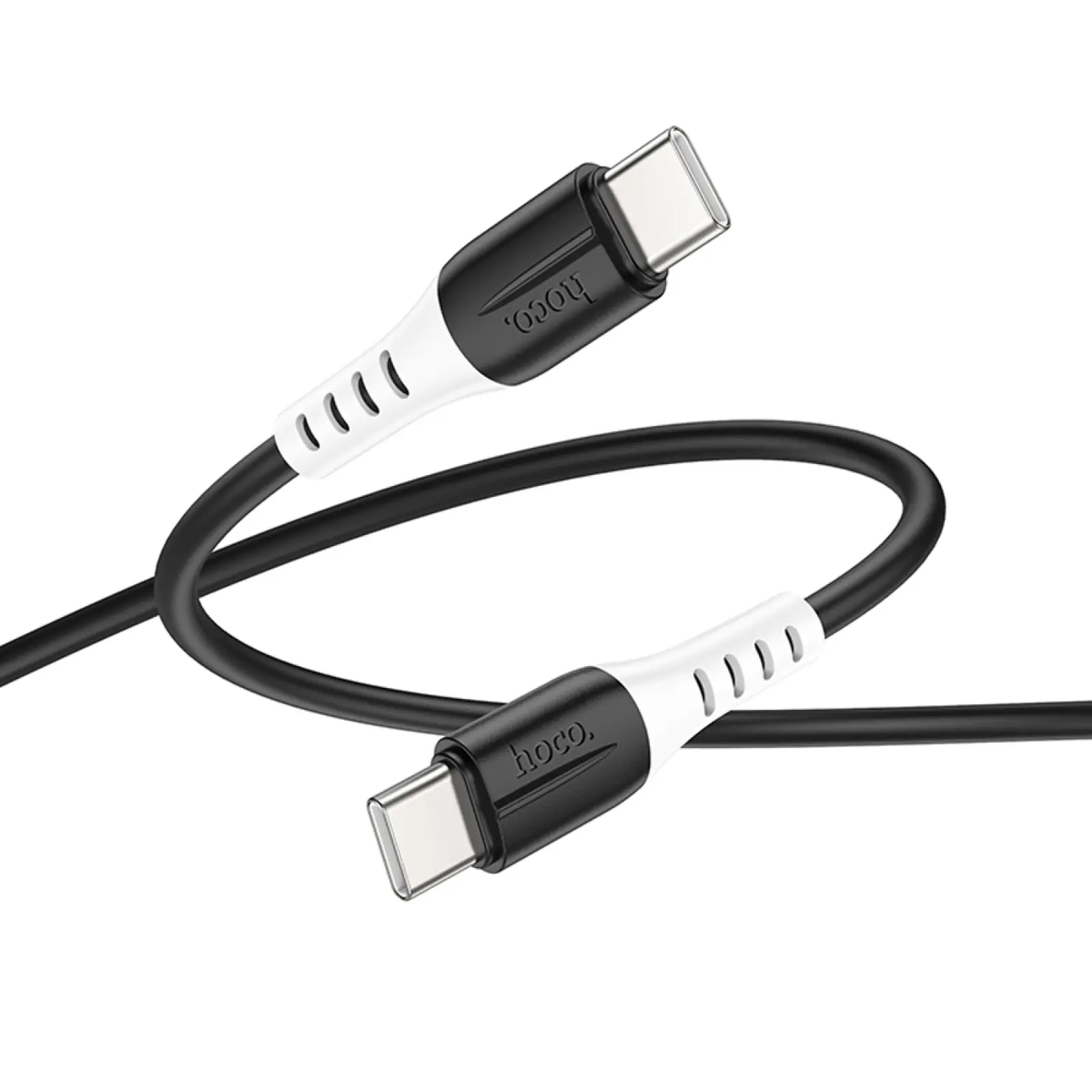 Дата кабель Hoco X82 Silicone Type-C to Type-C 60W (1m), Black 2, купити оптом з доставкою