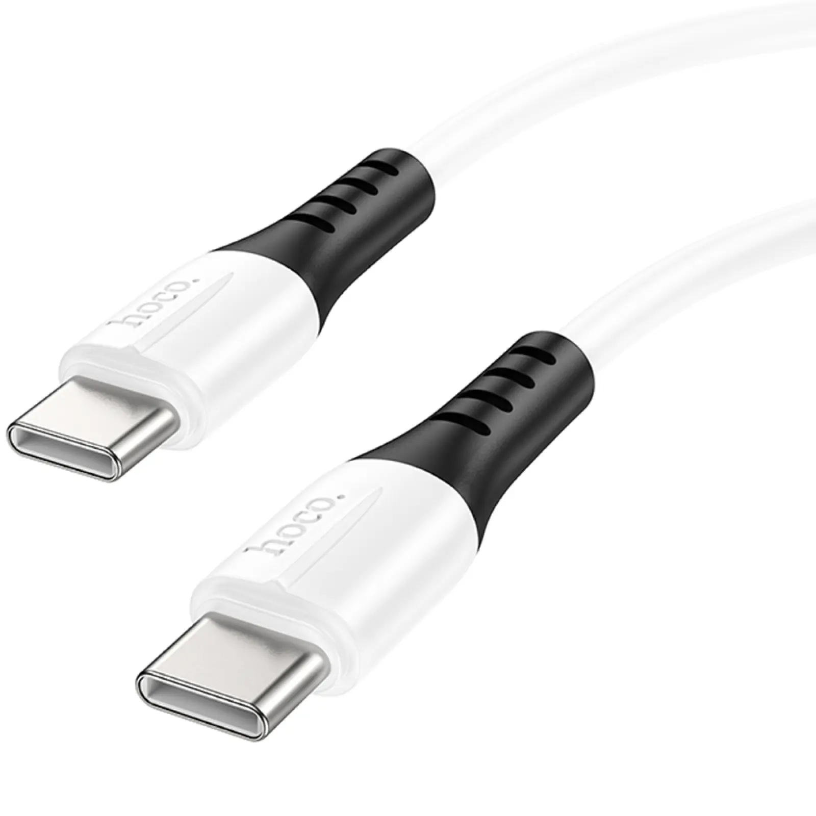 Дата кабель Hoco X82 Silicone Type-C to Type-C 60W (1m), White 2, купить оптом с доставкой