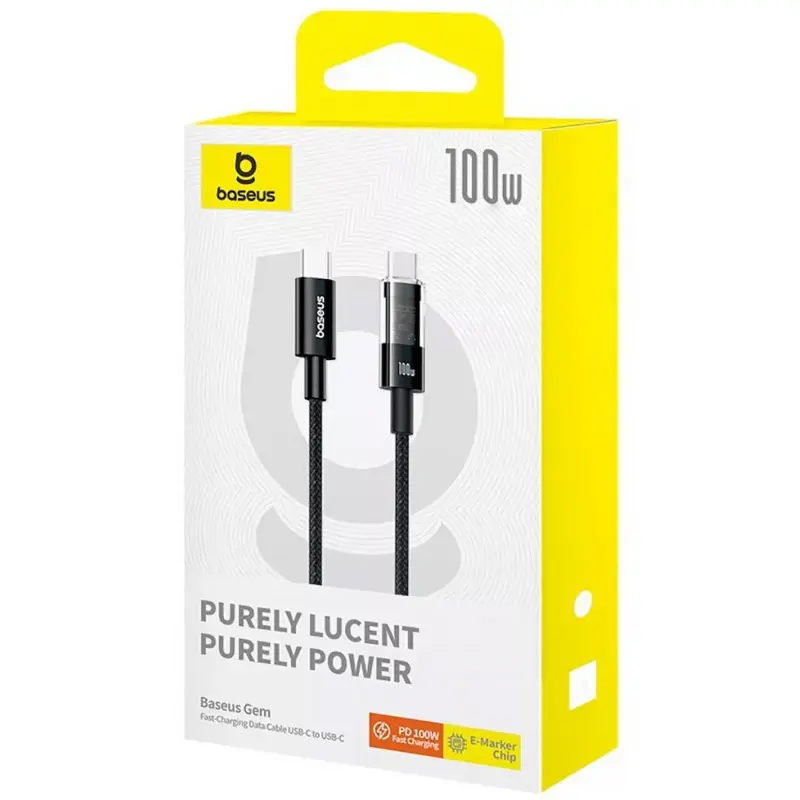 Дата кабель Baseus Gem Fast Charging Type-C to Type-C 100W (2m) (P10373000111-01), Cluster Black 5, купить оптом с доставкой