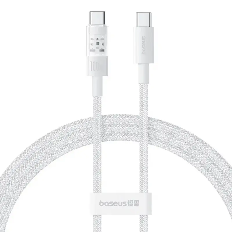 Дата кабель Baseus Gem Fast Charging Type-C to Type-C 100W (2m) (P10373000111-01), Moon White, купить оптом с доставкой