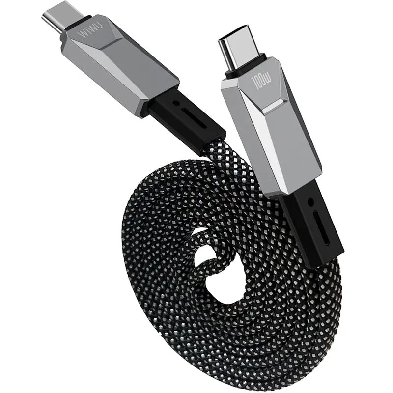 Дата кабель WIWU C078 Type-C to Type-C 100W (1m), Silver 1, купить оптом с доставкой