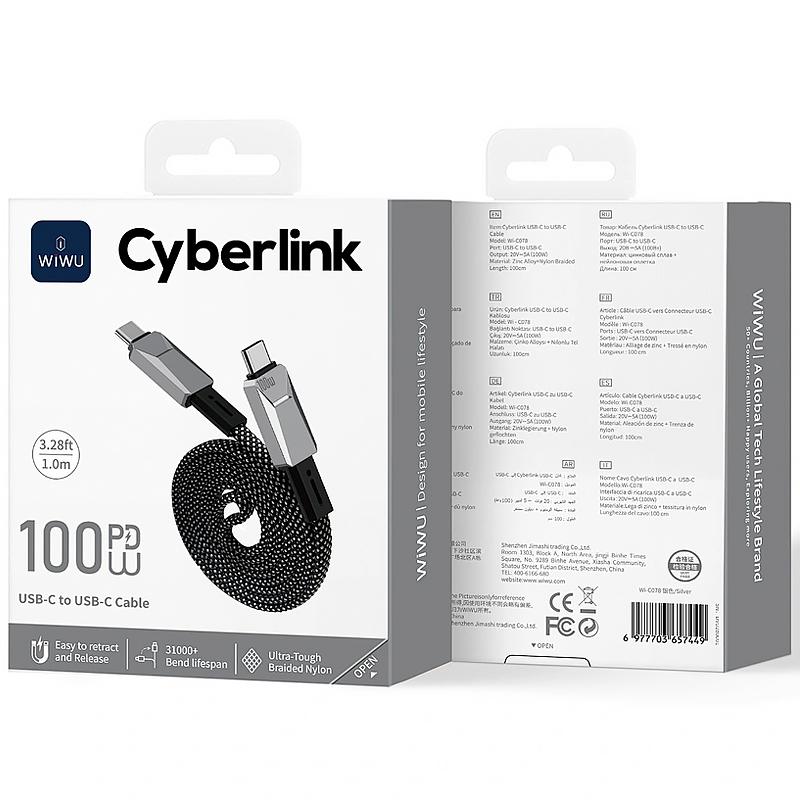 Дата кабель WIWU Wi-C078 Type-C to Type-C 100W (1m) на малюнкі №5