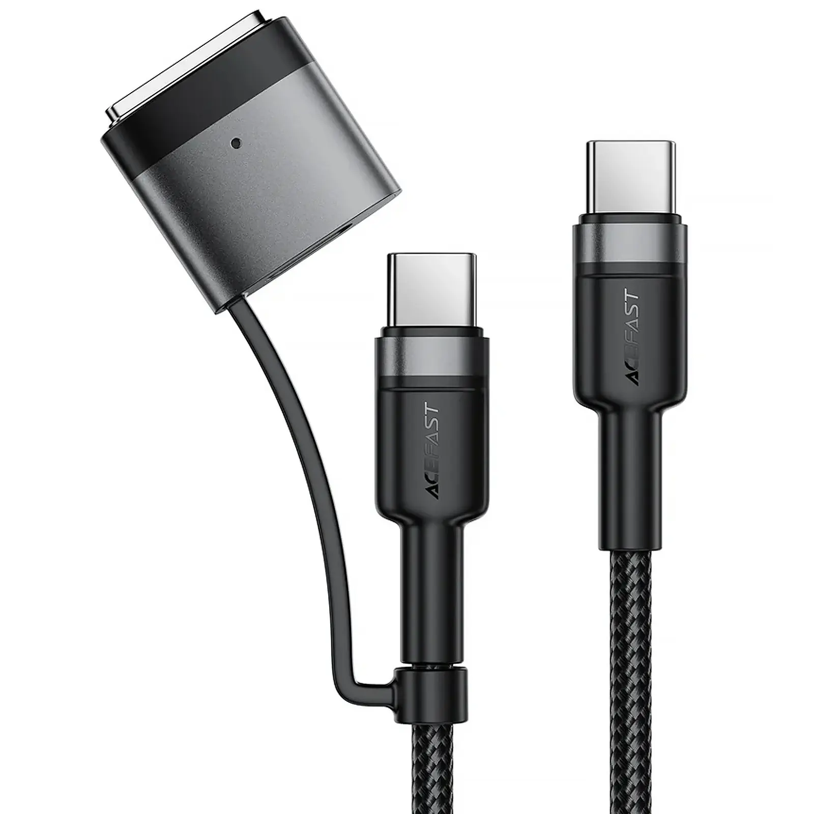 Дата кабель Acefast C22-05 2in1 Type-C to Type-C 240W/MAG3 140W (1.2m), Black 1, купить оптом с доставкой
