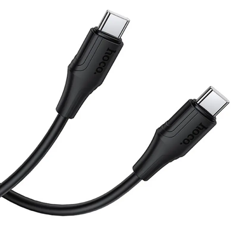 Дата кабель Hoco X124 Bien silicone Type-C to Type-C 60W (1m), Black 1, купить оптом с доставкой