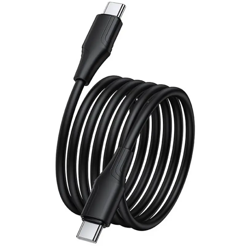 Дата кабель Hoco X124 Bien silicone Type-C to Type-C 60W (1m), Black 3, купить оптом с доставкой
