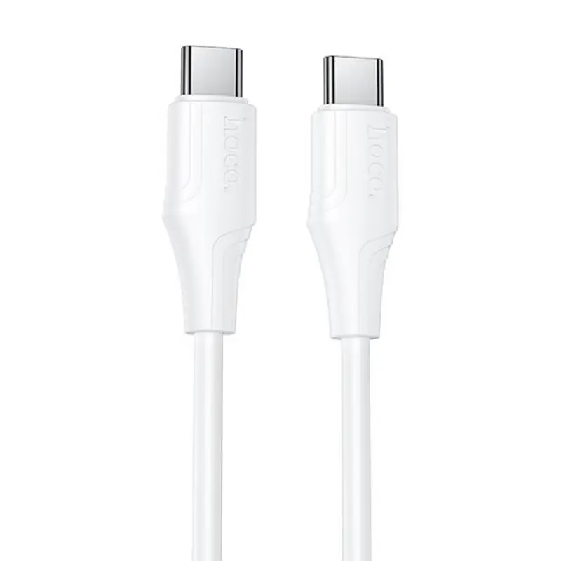 Дата кабель Hoco X124 Bien silicone Type-C to Type-C 60W (1m), White, купить оптом с доставкой