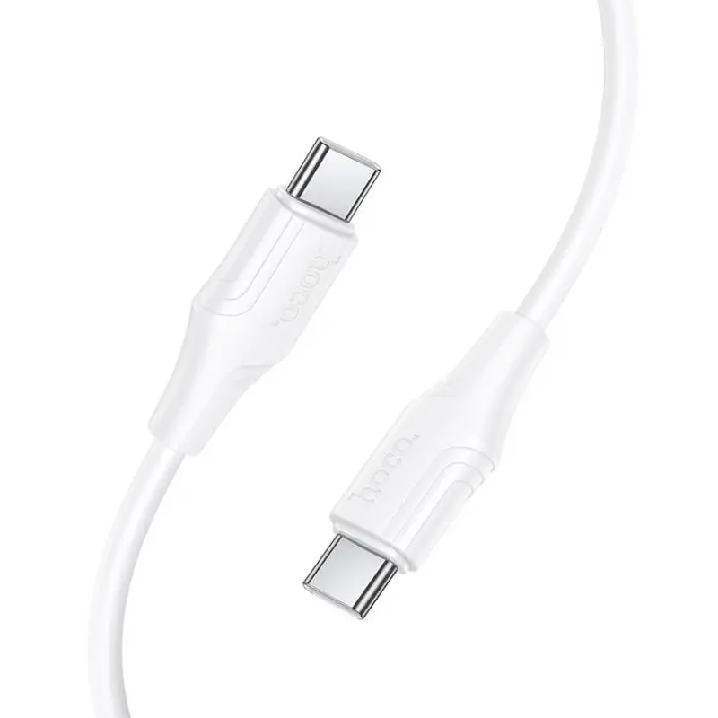 Дата кабель Hoco X124 Bien silicone Type-C to Type-C 60W (1m), White 1, купить оптом с доставкой
