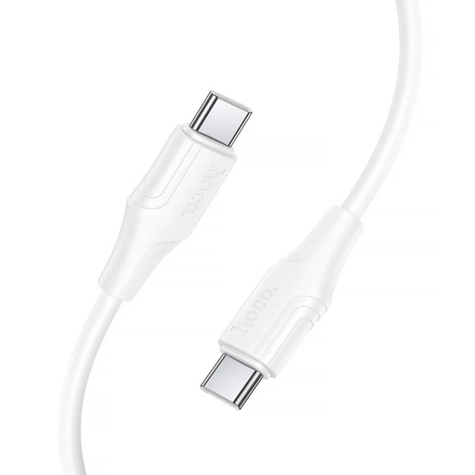 Дата кабель Hoco X124 Bien silicone Type-C to Type-C 60W (1m), White 1, купить оптом с доставкой