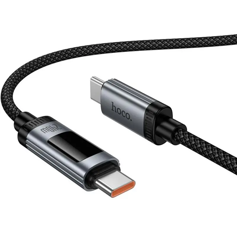 Дата кабель Hoco U148 Lord with display Type-C to Type-C 240W (1.2m), Black 2, купить оптом с доставкой