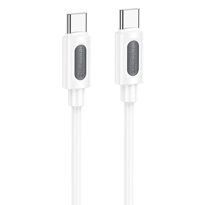Дата кабель Borofone BX114 Structure Type-C to Type-C 60W (1m), White, купить оптом с доставкой