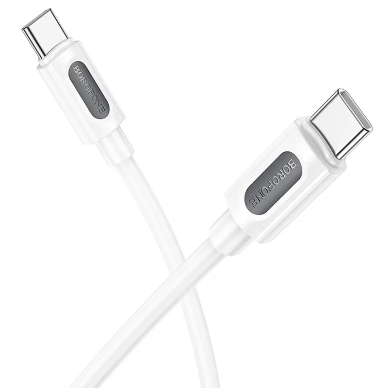 Дата кабель Borofone BX114 Structure Type-C to Type-C 60W (1m), White 2, купить оптом с доставкой