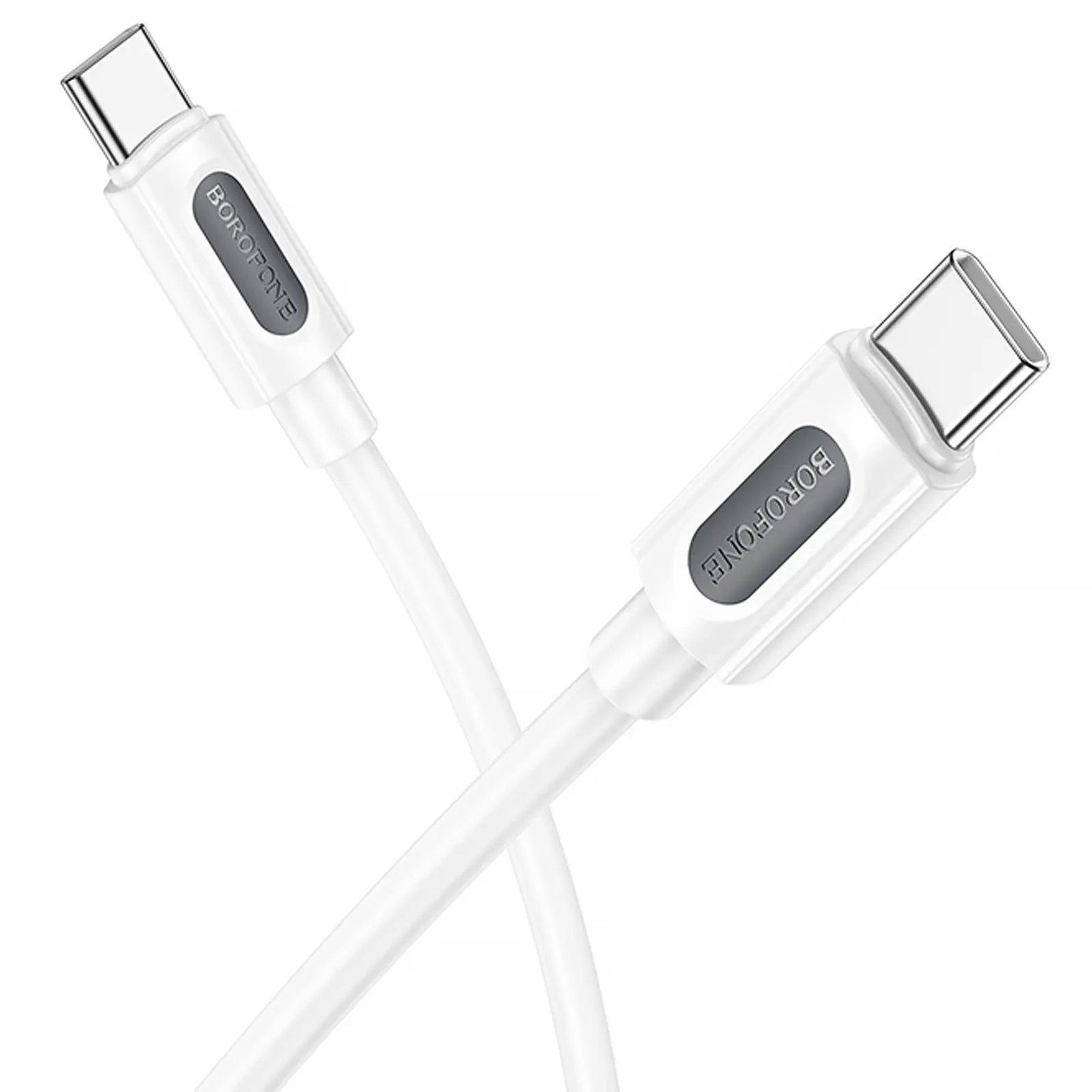 Дата кабель Borofone BX114 Structure Type-C to Type-C 60W (1m), White 2, купить оптом с доставкой