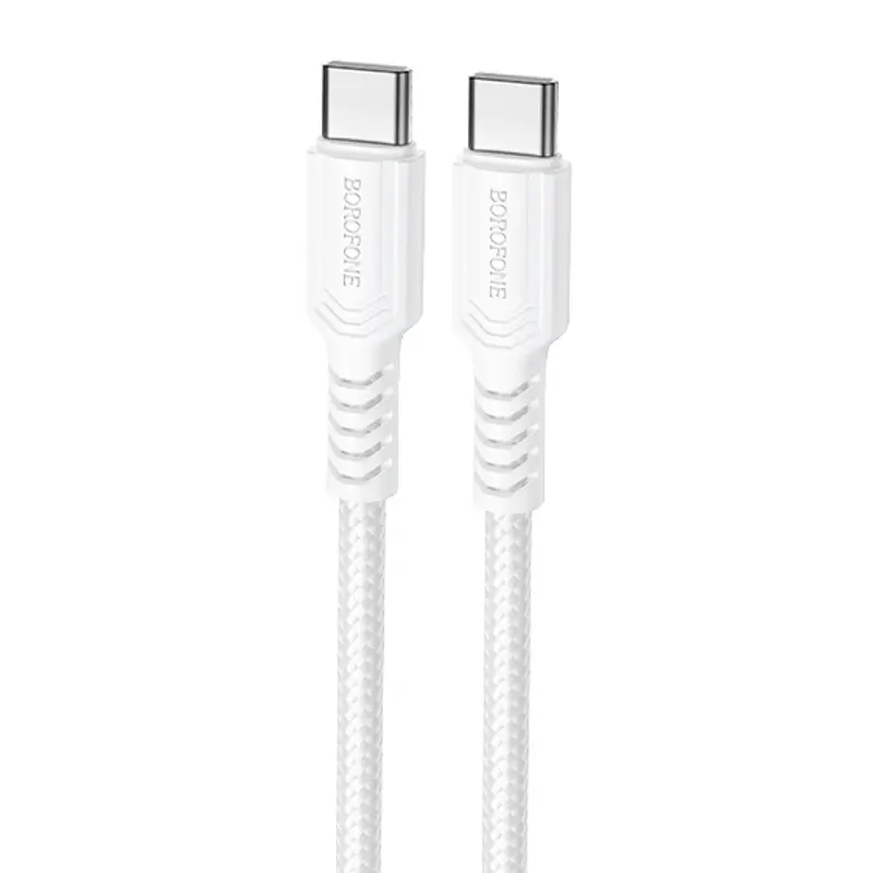 Дата кабель Borofone BX116 Certain Type-C to Type-C 60W (1m), White, купить оптом с доставкой