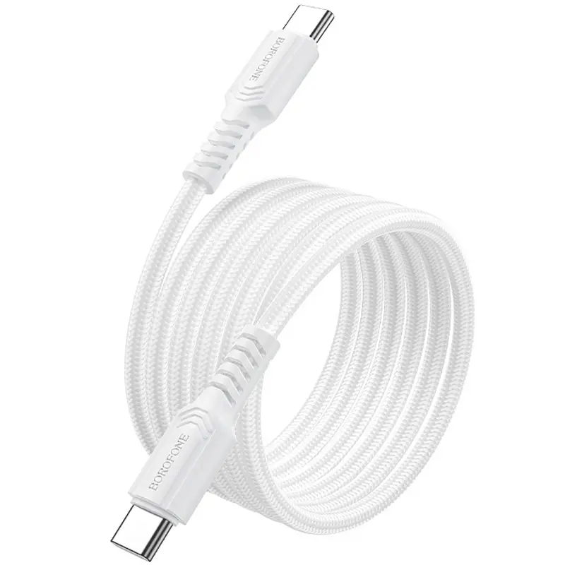 Дата кабель Borofone BX116 Certain Type-C to Type-C 60W (1m), White 1, купить оптом с доставкой